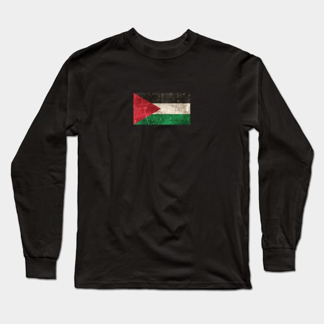 Vintage Aged and Scratched Palestinian Flag Long Sleeve T-Shirt by jeffbartels